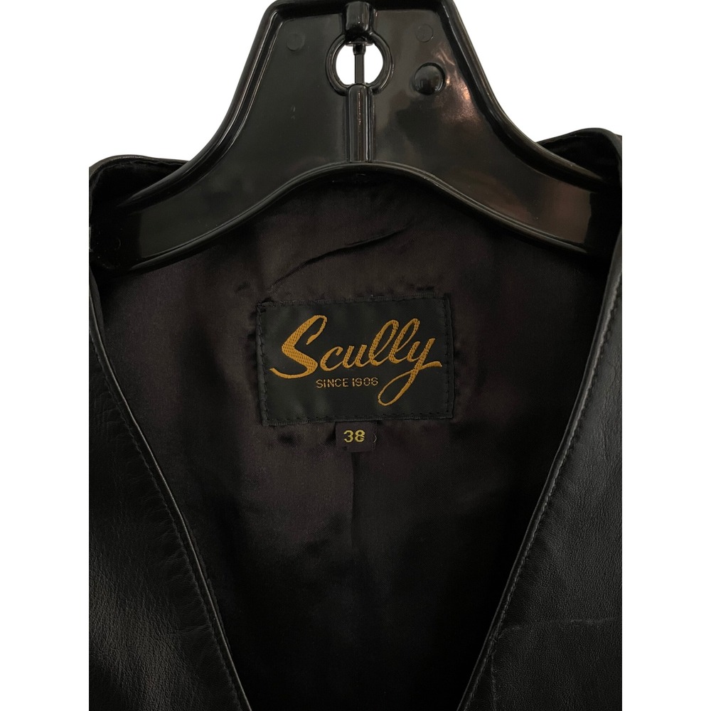 Scully Mens Black Genuine Leather Western Vest Button Front Size 38 Retail $159 - Picture 5 of 6